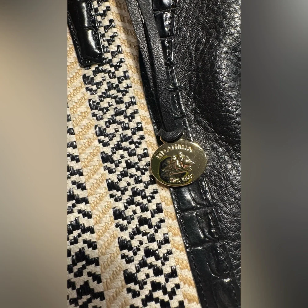 Brahmin Black and Tan Striped Satchel Vivian in Saint Tropez/ Rare - Picture 10 of 14